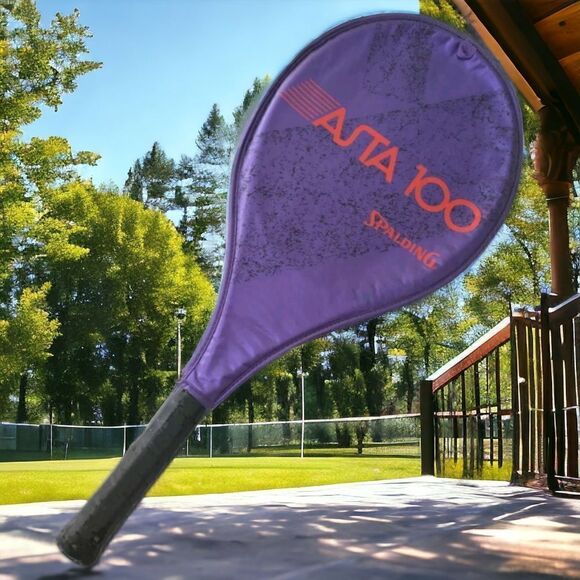 Spalding ASTA 100 Tennis Racquet 4.5 Grip Graphite Racket With Cover Purple Teal - Picture 14 of 16
